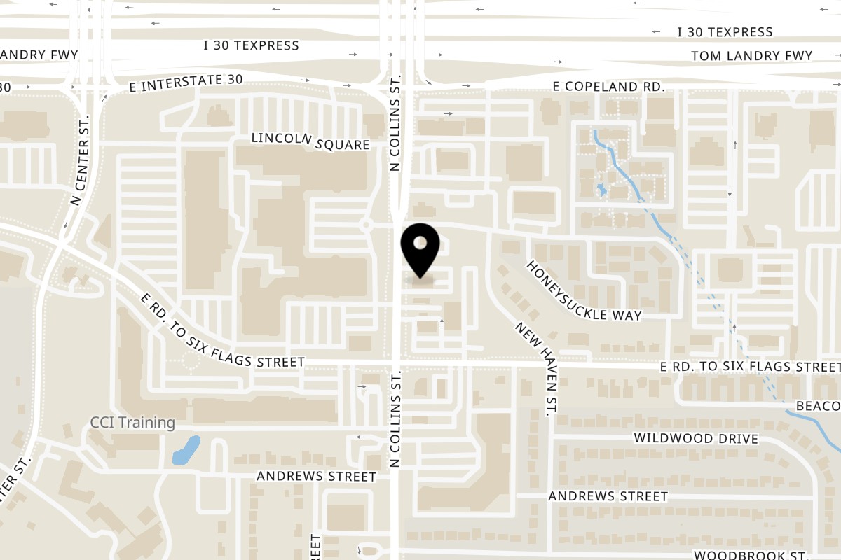 Map showing the location of The Londoner Pub Arlington on 1409 N Collins St in Arlington