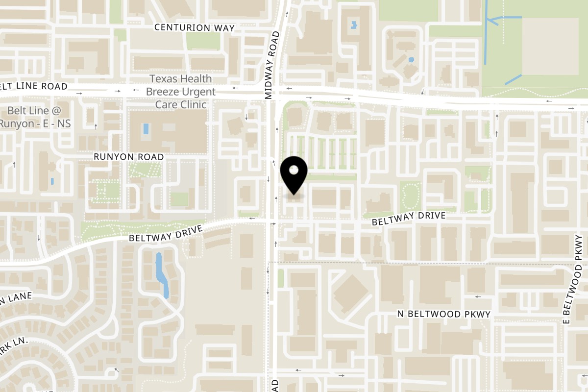 Map showing the location of The Londoner Pub Addison on 14930 Midway Rd in Addison